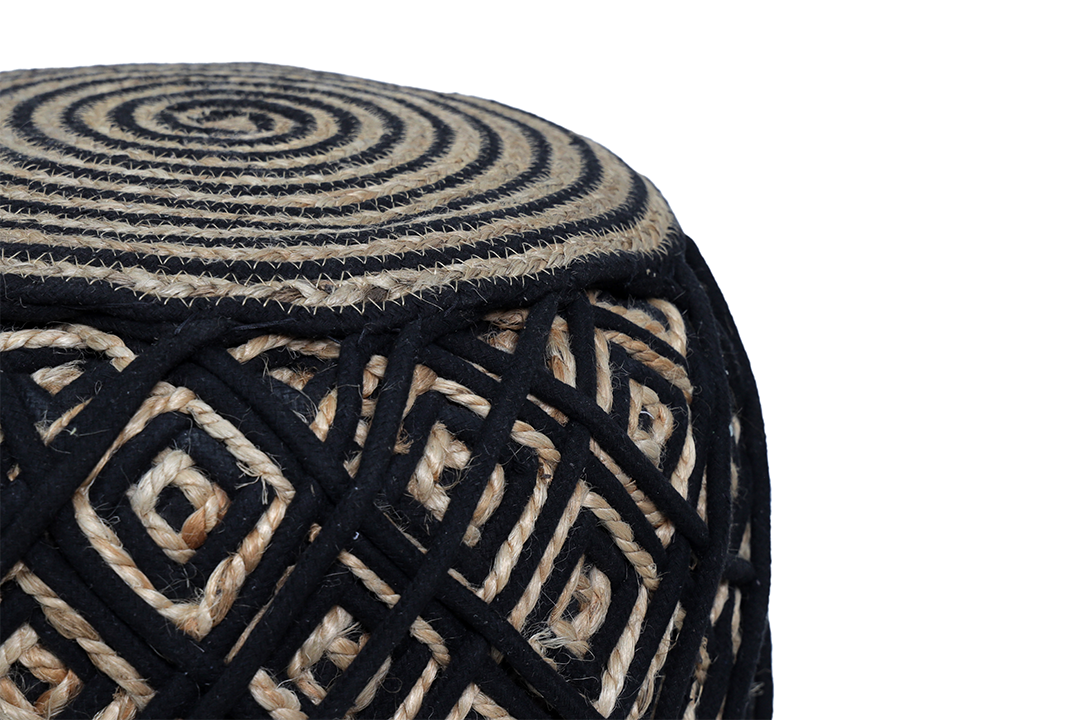 Nilaka Black & Natural Pouffe