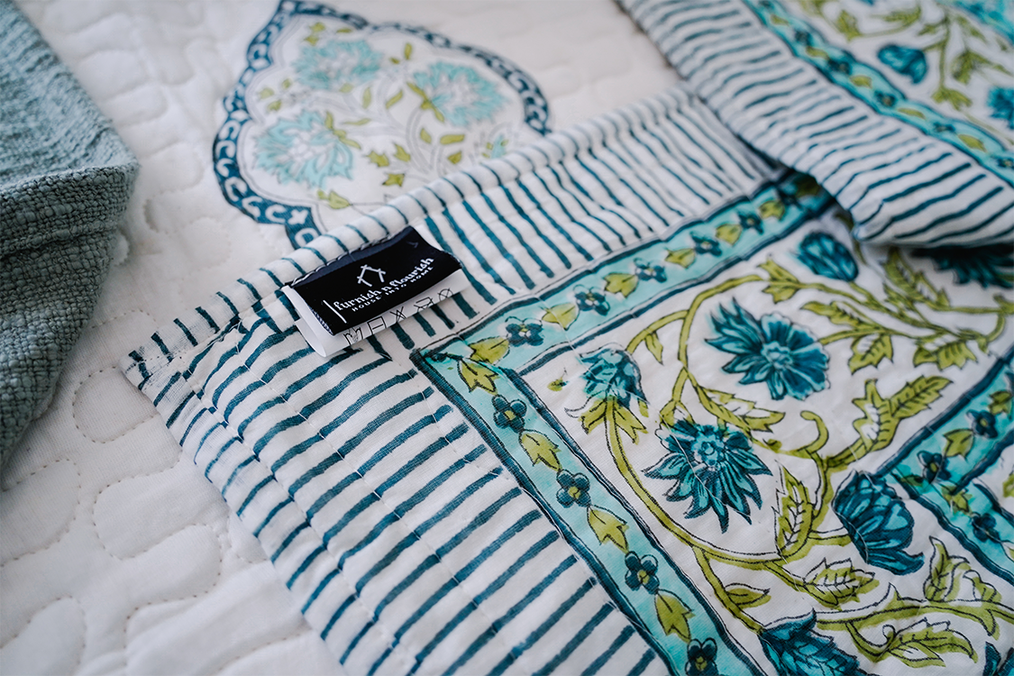 Nidra – Green Block Printed Cotton Quilt