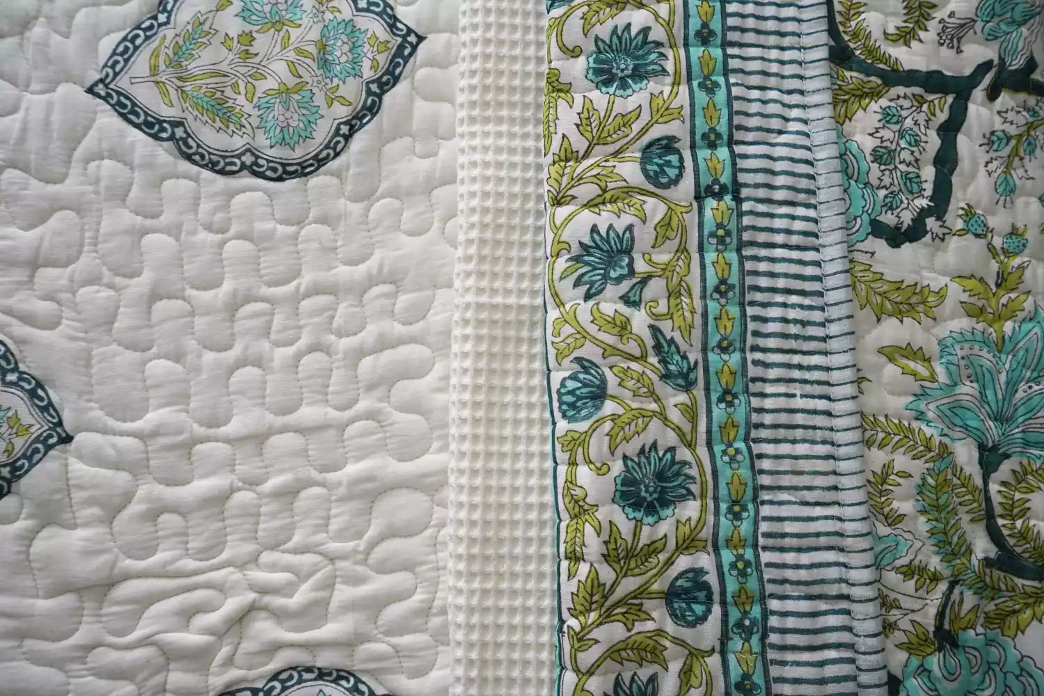 Nidra – Green Block Printed Cotton Quilt