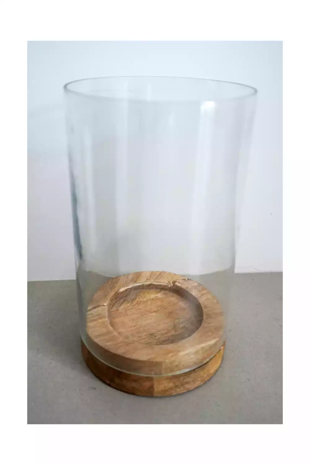 Aura – Set of 2 Glass Candle Holder with Wooden Base